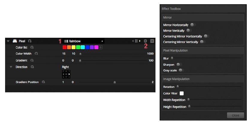 MODIFICA (continua) Matrice Gli effetti matrice sono effetti basati su video disegnati per mappatura pixel.