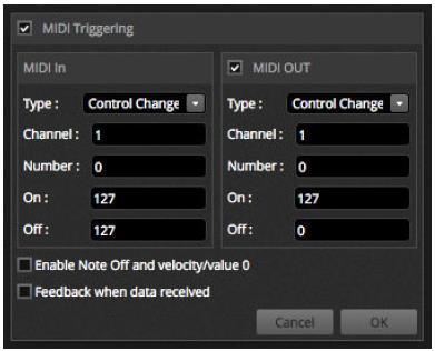 LIVE (continua) Mappatura avanzata del pulsante È possibile cambiare i singoli componenti del messaggio MIDI.