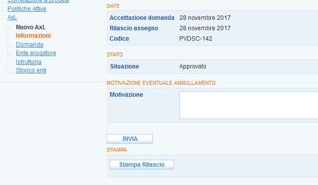 3 Ora lo status dell AxL risulta essere Approvato.