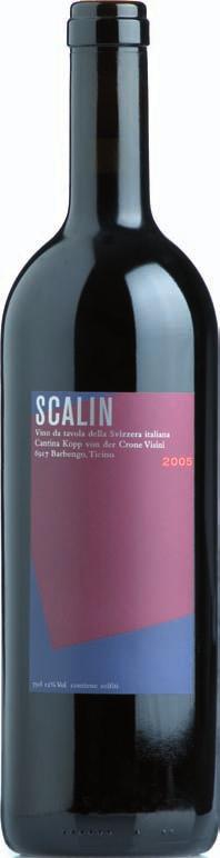 SCALIN Ticino Vino da tavola della Svizzera italiana (Rosso) Situato su una splendida terrazza a 520m di altezza, il vecchio vigneto di Obino impronta l uva del suo carattere, un po ai limiti dell