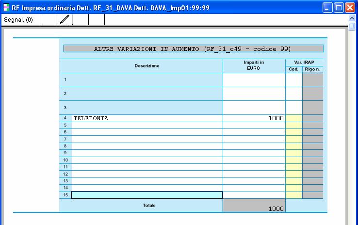 UNICO PERSONE FISICHE / SOCIETÀ DI PERSONE QUADRO RF - Esportazione dei costi a deducibilità limitata esempio spese di telefonia cellulare deducibili al 80% Nel quadro RF vengono esportati i dati