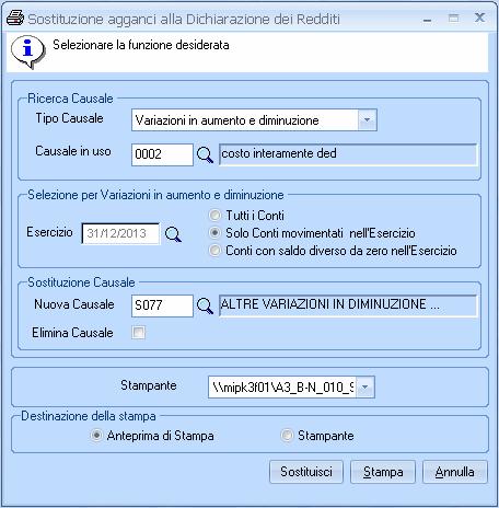 Simulazione export dati per Dichiarazioni dei Redditi L Utente può verificare la correttezza dei dati contabili che verranno esportati nelle Dichiarazioni Fiscali mediante la funzione di Stampa