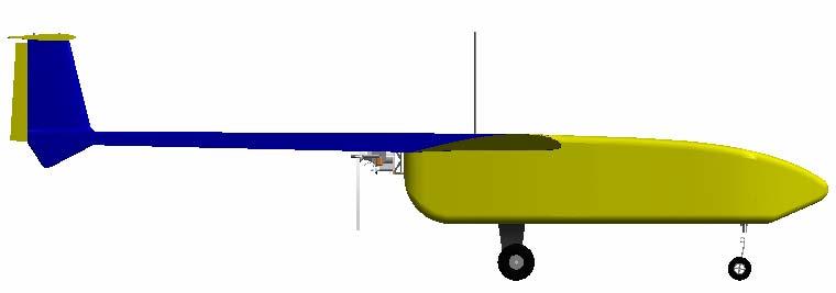 Vista laterale Carrello triciclo anteriore Motore spingente Serbatoio in posizione baricentrica per non variare il centraggio durante il volo