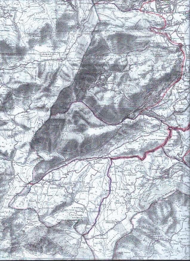 Lungo la sua linea perimetrale, di circa 23 km, il settore contatta con i seguenti altri settori della Conca d Oro: - a N, con i Monti di Monreale (N.