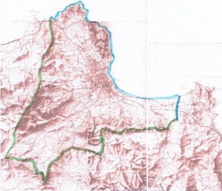 Linea perimetrale della Conca d Oro. In tale contesto la linea perimetrale della Conca d Oro risulta costituita da 2 elementi principali: la linea di spartiacque del bacino e la linea della costa.