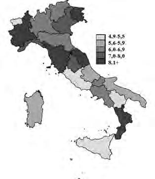 122 RAPPORTO OSSERVASALUTE 2013 Numero di medici arruolati per regione.