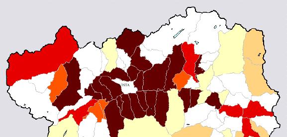 intra-regionale abbia interessato principalmente i comuni della cintura di Aosta,