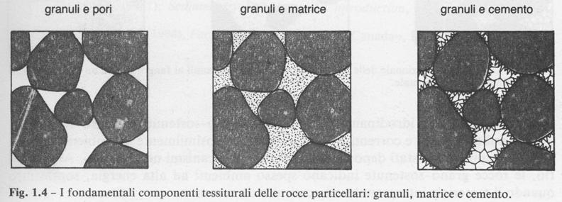 COMPONENTI TESSITURALI Il 90% dei sedimenti appartiene al gruppo con tessitura particellare: L impalcatura granulare