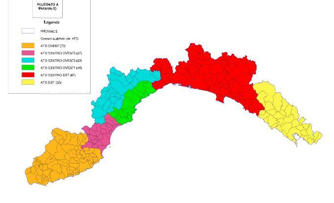 Tariffe pubbliche in Liguria: assetto istituzionale in evoluzione 7 La Regione Liguria è intervenuta per ridefinire gli ambiti territoriali ottimali ATO Centro- Est (67) ATO Centro- Ovest 2 (23) ATO