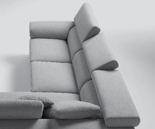 Component of the sofa headrest mechanism upholstered in completely removable fabric 7 4 5 6 8 14 3 13 1 15 11 10 12 9 2 Le sedute, estraibili manualmente, sono indipendenti dalle posizioni del