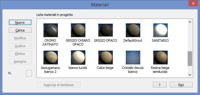 Capitolo 5 Rendering Gestione dei materiali in progetto Le procedure di modifica di un materiale presente in progetto si gestiscono all interno della finestra di dialogo Materiali che appare