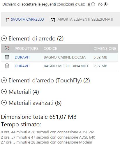 superficiali). Si può anche notare la stima del tempo di download e della dimensione dei files che verranno scaricati.