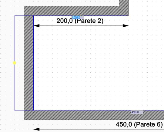 Capitolo 1 - Planimetria Modifica Spostare le pareti La modifica delle pareti del vano può essere effettuata all interno della finestra di planimetria.