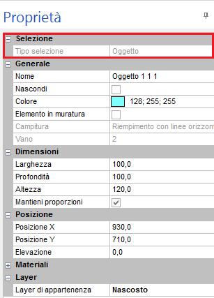 Capitolo 1 - Planimetria Oggetti: molto simile agli arredi, la PG degli oggetti (disponibile anche in finestra Navigazione) è priva della sezione di codifica, mentre offre la possibilità di