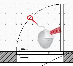 Poiché non è possibile lasciare la porta al centro del vano, cerca di collocare il cursore del mouse sopra le pareti interne del progetto: osserva che la porta ruota automaticamente allineandosi alla