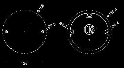 sopra o sotto (2 luci) la targa da 520 x 120 mm, 2 fori per le viti di fissaggio,