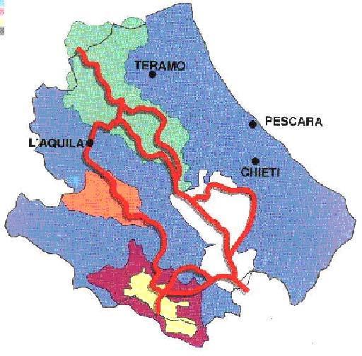 IN ABRUZZO Sentiero Italia Sistema dei Parchi Rosso/bianco/rosso, unico segnavia di vernice per un sentiero di quasi 6000 km che, con 350 tappe, si snoda sull arco alpino e sull appennino