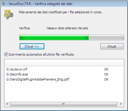 Accesso ai dischi SecurDisc Fig. 6: Finestra SecurDisc - Rilevamento dei dati modificati 1. Fare clic sul pulsante Chiudi.