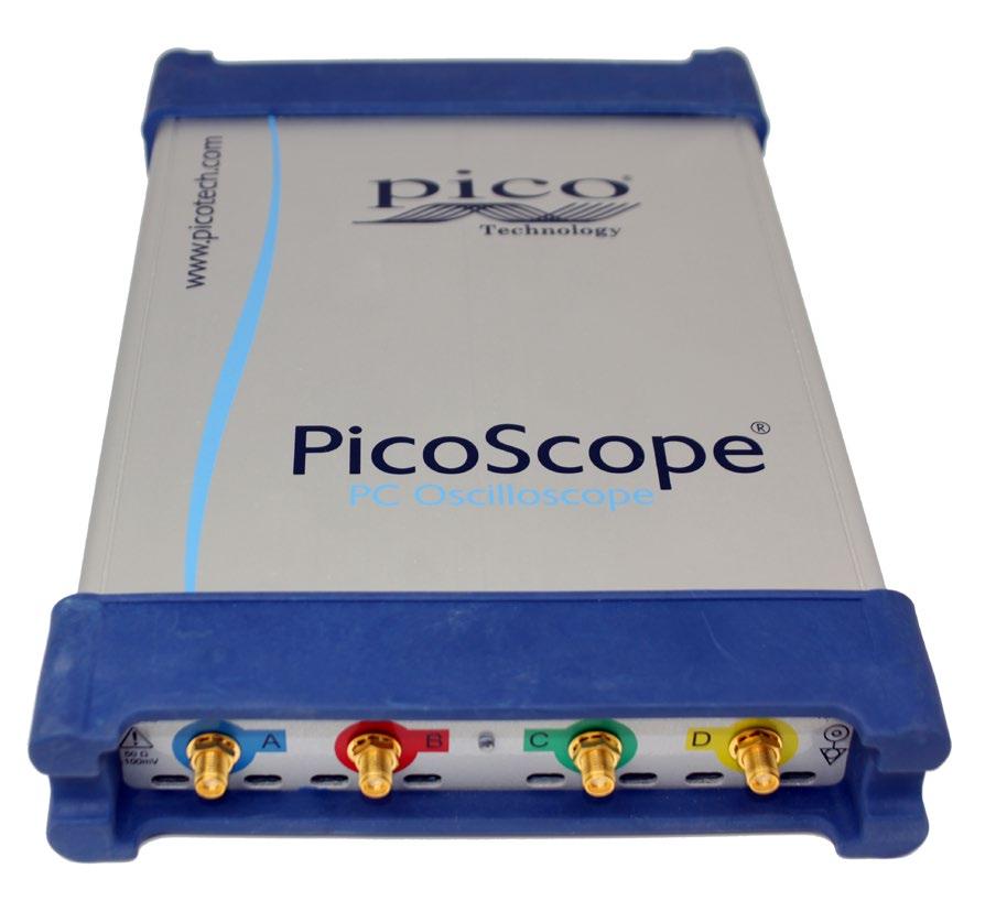 Collegamenti del convertitore analogico-digitale PicoScope 6407 Ingresso di alimentazione CC USB Uscita AWG e per generatore