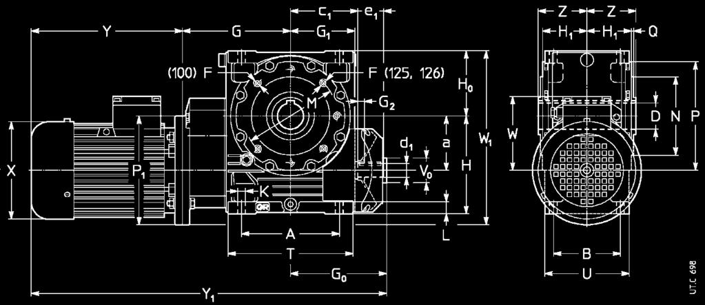 10 - Esecuzioni, dimensioni, forme costruttive e quantità d olio 10 - Designs, dimensions, mounting positions and oil quantities MR 2IV 40.