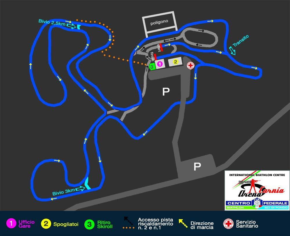 ORARI DI PARTENZA, DISTANZE E TRACCIATI DI GARA DISTANCE TL Ore 9.30 - U18 F - 5 Km (2 x 2,5 Km) Ore 10.30 - U18 M - 7,5 Km (3 x 2,5 Km) Ore 11.