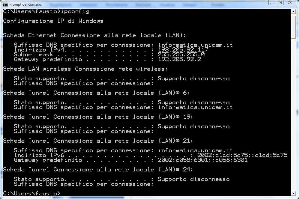 Schema di indirizzamento Un indirizzo IPv4 è espresso in stringhe (ottetti) di 32 bit.