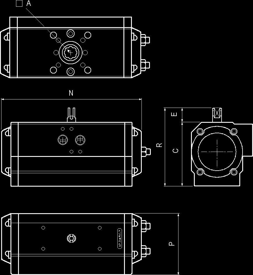 ATTUATORI PNEUMATICI ROTATIVI Corpo di Alluminio ROTARY PNEUMATIC ACTUATORS - Aluminium Body DIMENSIONI - DIMENSIONS mm.