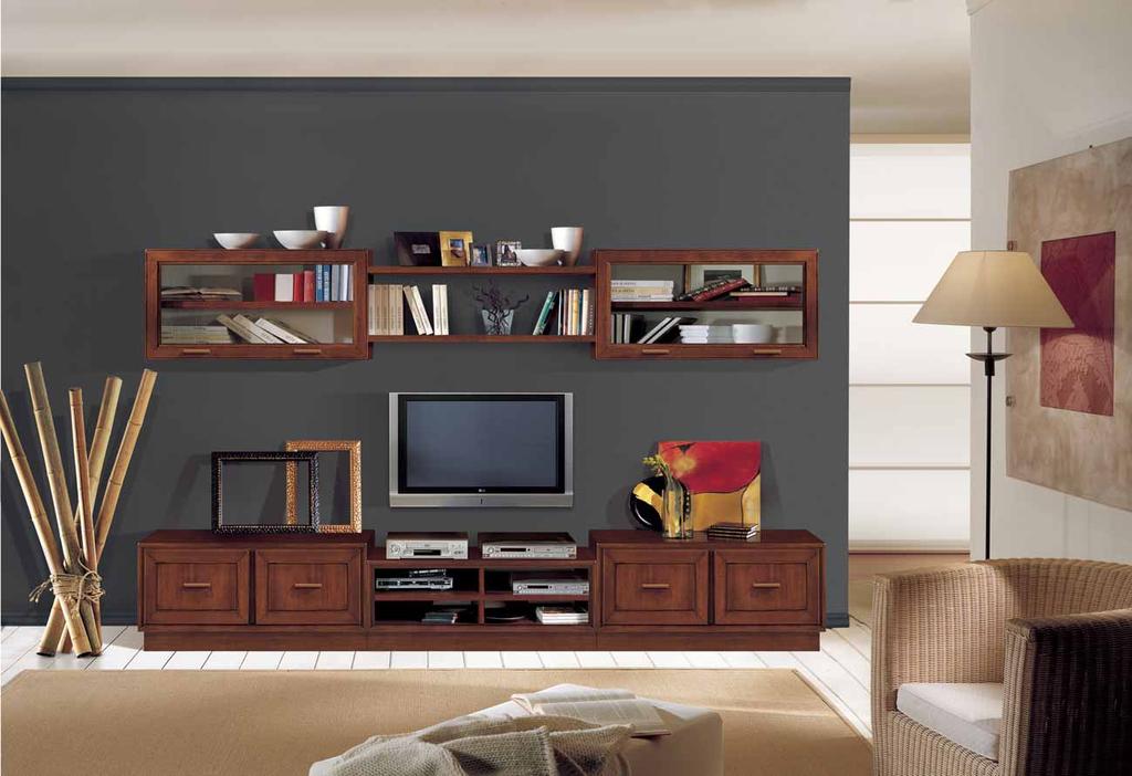 Living-room unit-furniture wooden and black lacquered with boserie. cm.