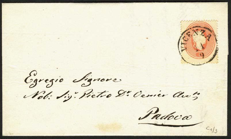 TERZA EMISSIONE Lettera spedita da Vicenza l 11.9.1861(?