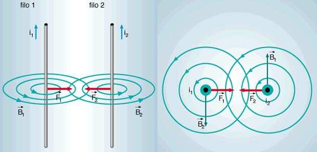 14 CAMPO MAGNETICO GENERATO DA UN ILO PERCORSO DA CORRENTE Consideriamo due fili rettilinei percorsi da correnti.