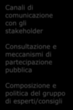 Consultazione e meccanismi di partecipazione pubblica Composizione e politica del gruppo di esperti/consigli UN PROCESSO DI