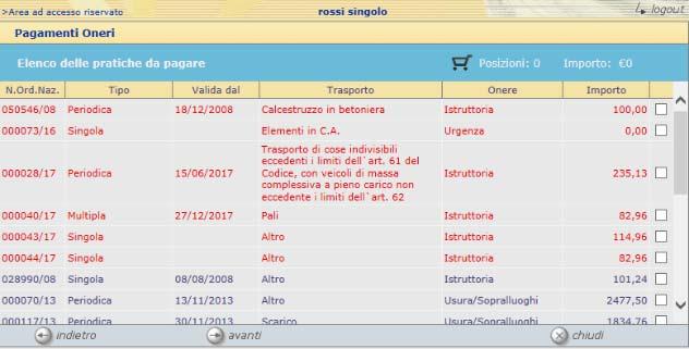 A differenza delle altre metodologie di pagamento, la carta di pagamento consente di effettuare un versamento cumulativo relativo ad una o più pratiche.