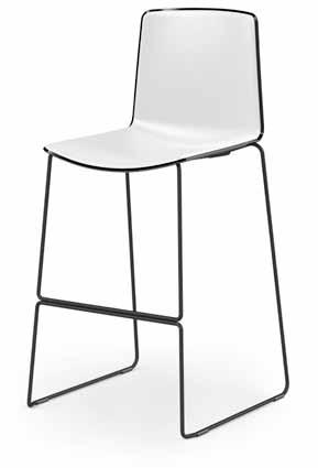 Tweet stackable barstools have bi-injected moulding polypropylene shell, one-colour or bicolour version.