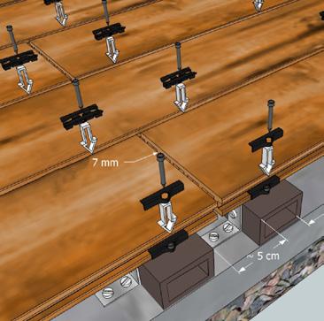 FISSAGGIO DELLE TAVOLE sistema di fissaggio facile e veloce MIN 25 mm Usare clip inizio-fine per la partenza Tutte le altre tavole