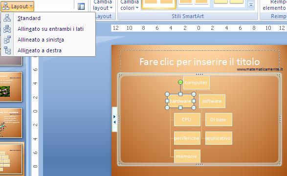 Seleziona la casella Hardware e fai clic sul pulsante Layout nel gruppo Crea elemento grafico della scheda Progettazione.