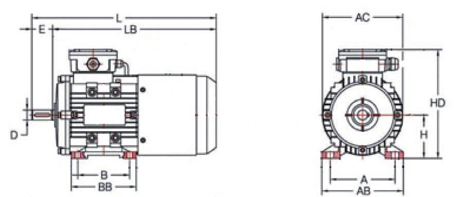 ELETTRICI ASINCRONI UNEL/MEC DIMENSIONI AUTOFRENANTI FORME COSTRUTTIVE FORMA B3 DIMENSIONI IN mm MEC L LB E B BB D AC HD H A AB 63 275 252 23 80 100 11 120 150 63 100 122 71 310 280 30 90 110 14 137