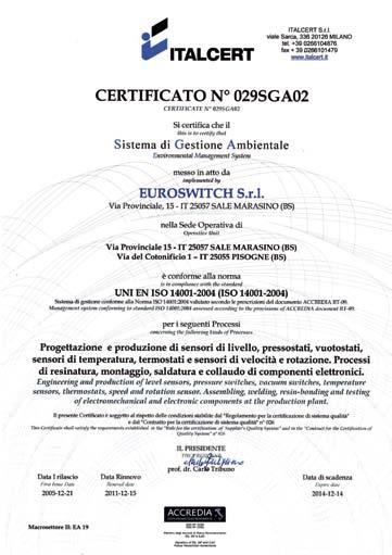 Certificazioni Certifications 6 Sistema di Gestione per la Qualità UNI EN ISO 9001-2008 (ISO 9001-2008) Quality Management System UNI EN ISO 9001-2008 (ISO 9001-2008) Sistema di Gestione per