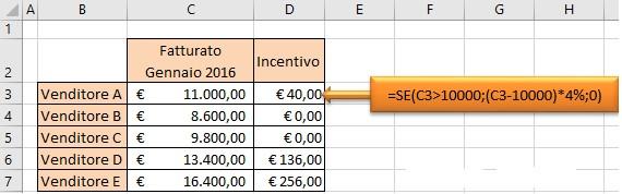 Nella cella D3 potrà essere inserita la seguente Funzione: =SE(C3<6;"Insufficiente";"Sufficiente") Il risultato di questa Funzione sarà la restituzione del commento insufficiente se il voto è