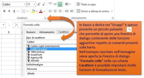 2. La Barra Multifunzione di Excel La Barra Multifunzione o "Ribbon" presente nella parte superiore della finestra del programma Excel, permette di spostarsi con facilità fra le Schede che contengono