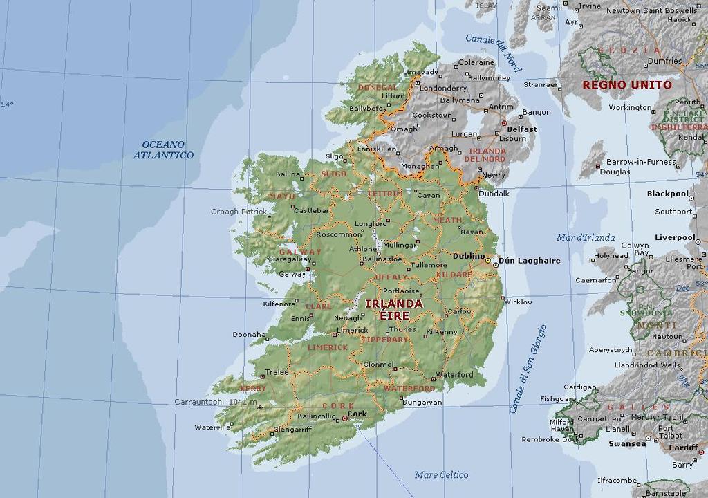 DATI STATO Superficie: 70.273 km² Popolazione: 4.044.000 ab. Densità: 58 ab./ km² Capitale: Dublino.