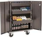 - Structure in grey enamelled metal, 3 drawers, doors with lock, 4 swivel casters, 2 with brakes.