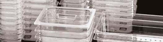 CONTENITORI GN POLICARBONATO POLYCARBONATE FOOD PANS Realizzati con materiali approvati FDA. Studiati e realizzati in ottemperanza alla normativa UNI EN 631 1. Ottima resistenza agli urti.