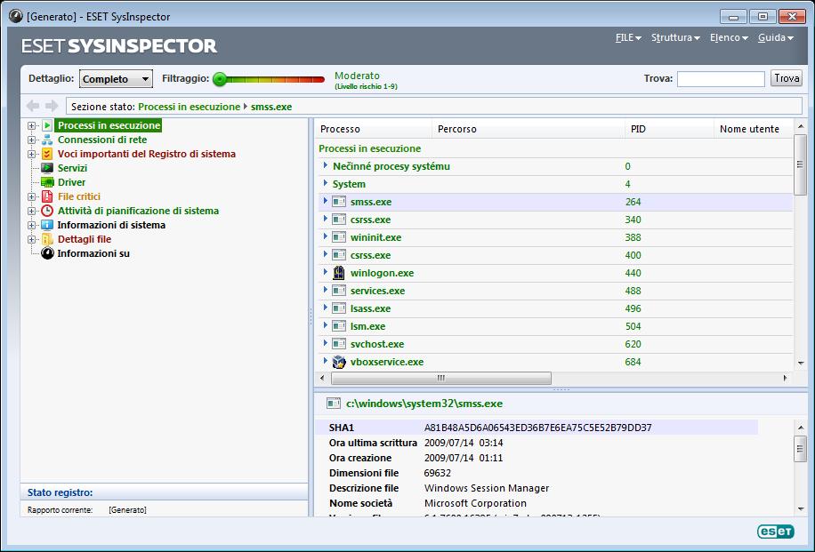 5.5.1.1 Avvio di ESET SysInspector Per avviare ESET SysInspector, basta eseguire l'eseguibile SysInspector.exe scaricato dal sito Web di ESET.