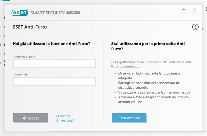 NOTA ESET Anti-Furto non supporta Microsoft Windows Home Server. Per ulteriori istruzioni sull'associazione del computer a ESET Anti-Furto, consultare la sezione Come aggiungere un nuovo dispositivo.