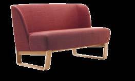 Seating in oak, with seat and back upholstered