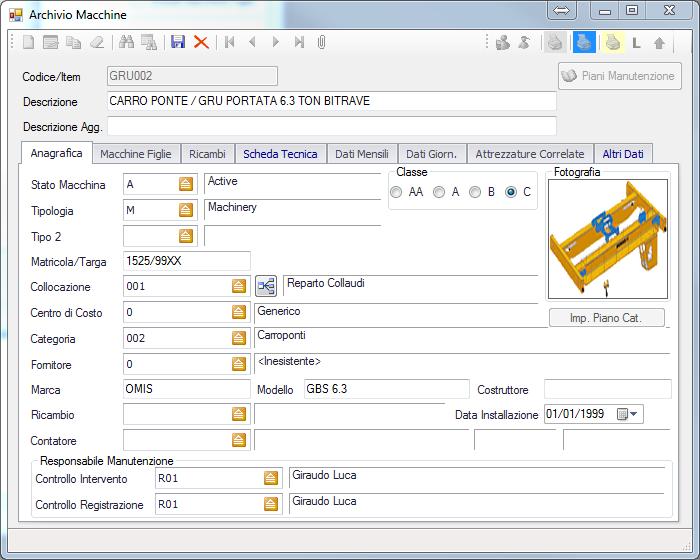 ANAGRAFICA MACCHINE Anagrafica Macchine Dati anagrafici Voce di menu: Macchine -> Macchine La clips degli allegati, ti consente di abbinare ad ogni singola macchina tutta la documentazione pregressa: