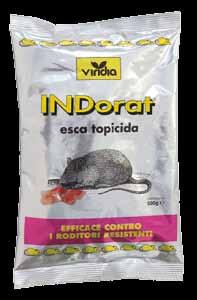 a g 100 INDORAT è un topicida-ratticida efficace contro tutte le varietà di roditori (ratti da fogna o norvegicus, ratti neri o dei tetti,