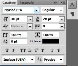 3- nella palette Paragrafo, accanto a quella di Carattere, selezionate l'opzione