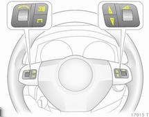 .. 105 Comandi Regolazione del volante Comandi al volante Sbloccare la leva, regolare la posizione del volante, quindi riportare la leva in posizione iniziale