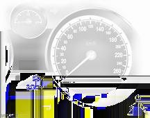 Tachimetro Contachilometri Contagiri Indica la velocità del veicolo. La riga inferiore indica il chilometraggio registrato.